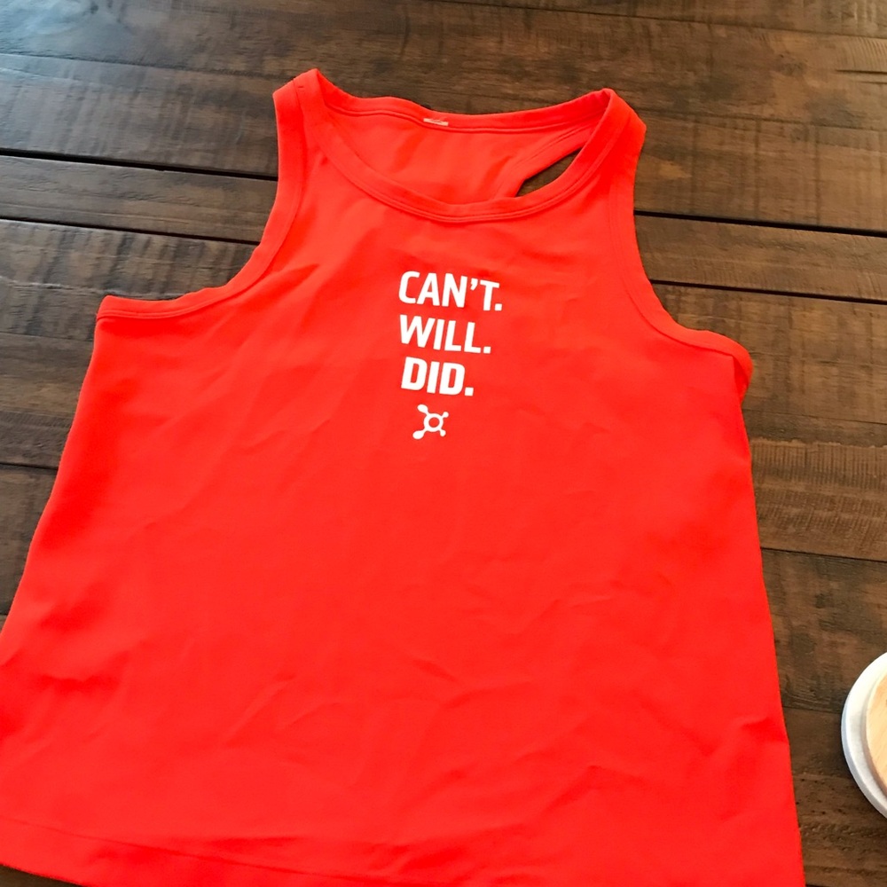 Lululemon racer back graphic orange tank med Worn once